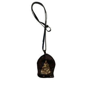 Leather Wrapped Brass Buddha Meditation Necklace